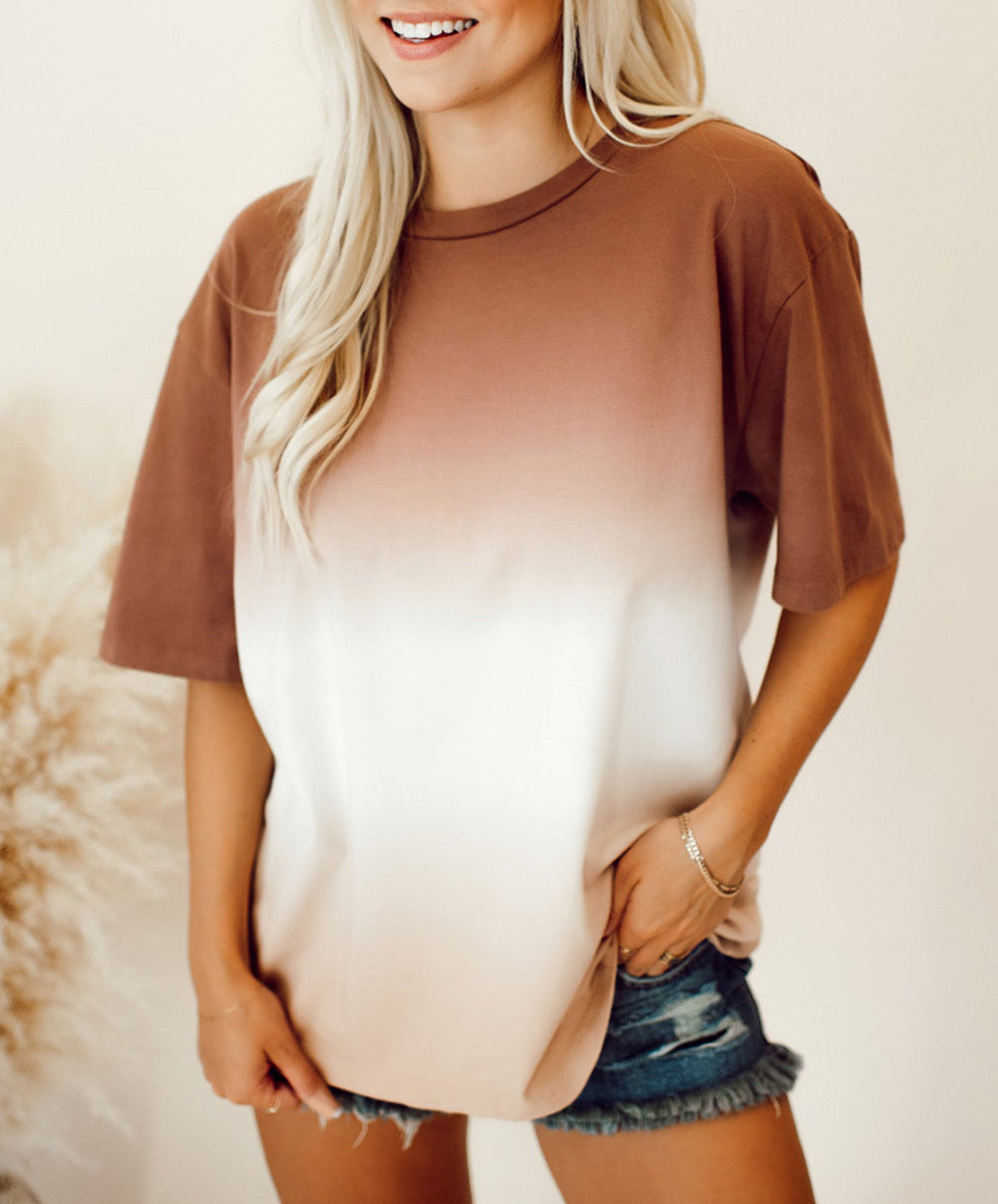 Gradient Color Crew Neck T-shirt