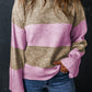 Stripe Crew Neck Wide Sleeve Colorblock Sweater