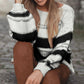 Stripe Striped Knit Puff Sleeve Casual Sweater