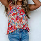 Frilled Neck Pleated Boho Floral Tank Top