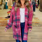 Plaid Casual Drop Shoulder Pocketed Cardigan