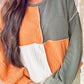 Mixed Texture Color Block Long Sleeve Top