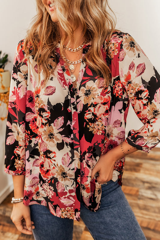 Floral Print Button Up Casual Shirt