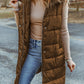 Hooded Long Quilted Vest Coat