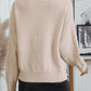 Solid Color Cable Knit High Neck Drop Shoulder Sweater