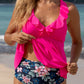 Ruffle V Neck Peplum Floral Bottom Tankini Set