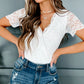 Lace Scalloped V Neck Wrap Short Sleeve Bodysuit