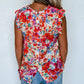 Frilled Neck Pleated Boho Floral Tank Top