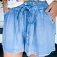Casual Chambray Drawstring Shorts