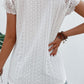 Sheer Lace Short Sleeves Eyelet Embroidered Tee