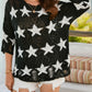 Star Print Half Sleeve Distressed Knit Top