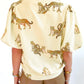 Plus Size Cheetah Print Short Puff Sleeve Blouse