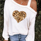 Leopard Sequined Love Heart One Shoulder Top