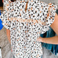 Frilly Trim Leopard Animal Spots Blouse