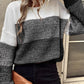 Color Block Drop Shoulder Ribbed Trim Sweater