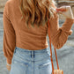 U Neck Textured Long Sleeve Top