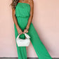 Ribbed Strapless Wide Leg Jumpsuit
