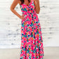 Floral Twisted Smocked Back Tiered Maxi Dress