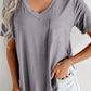V Neck Pocketed Rounded Hem Tee