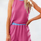 Corded Contrast Trim Sleeveless Top and Shorts Set