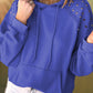 Solid Color Rivet Stud Raglan Sleeve Hoodie with Pocket