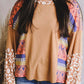 Western Print Patchwork Long Sleeve Tee