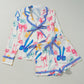 Bow Print Tied Ruffled Pajama Set