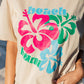 Beach Bum Flower Print Short Sleeve Graphic T Shirt