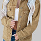 Studded Buttoned Chest Pockets Corduroy Jacket