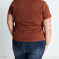Plus Size Ribbed Knit Henley Tee