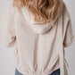 Corduroy Drawstring Hooded Pocket Zip Up Jacket