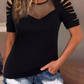 Fishnet Splicing Strappy Cutout Shoulder Sleeve Top