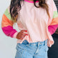 Colorblock Patchwork Long Sleeve Loose Top