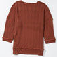 Solid Color Textured Crew Neck Loose Sweater