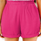 Plus Size Rolled Edge Ruffled Elastic Waist Textured Shorts