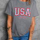 USA Star Bow Knot Print Crew Neck T Shirt
