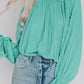 Striking Pleated Flared Cuff Long Sleeve Blouse