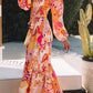 Boho Floral Smocked Off Shoulder Puff Sleeve Maxi Dress