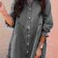 Buttoned Long Sleeve Denim Mini Dress