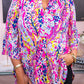 Printed 3/4 Sleeve Split Neck Plus Size Tunic Top