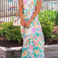 Square Neck Puff Sleeve Tiered Floral Maxi Dress