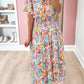 Floral Short Sleeve Smocked Waist Maxi dress