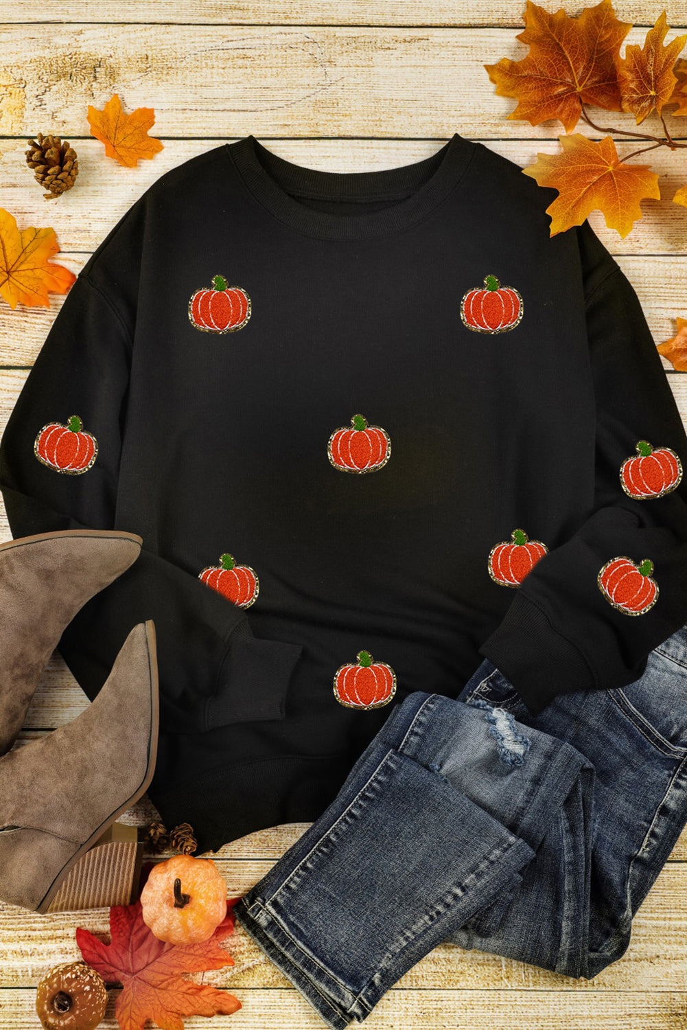 Halloween Pumpkin Graphic Drop Shoulder Sweatshirt