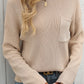 Solid Color Drop Shoulder Chest Pocket Sweater