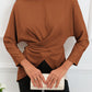 Lace-up Wrapped Split Hem Solid Long Sleeve Top