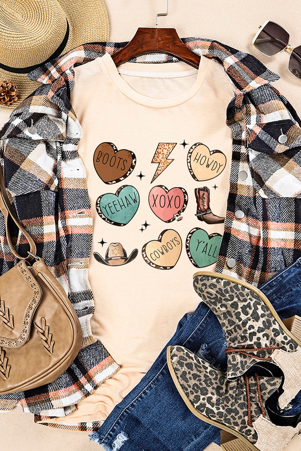 Western Fashion Valentine Graphic T-shirt