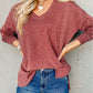 Side Slits V Neck Loose Fit Tunic Top