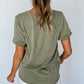 Grey Twist Short Sleeve Corded V Neck Top