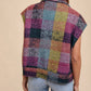 Plaid Print Side Pockets Zipped Loose Vest