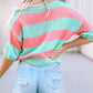 Contrast Striped Drop Shoulder Loose Sweater